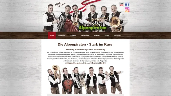 Website Screenshot: Die Alpenpiraten - Die Alpenpiraten - Zeltfestmusik, Hochzeitsmusik, Ballmusik, Live Band und Live Musik aus dem Salzburger Land - Date: 2023-06-14 10:38:42