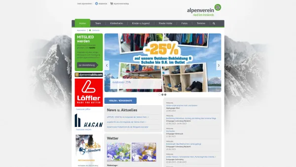 Website Screenshot: Sektion Ried im Innkreis des österreichischen Alpenvereins - Startseite Alpenverein - Date: 2023-06-14 10:38:42