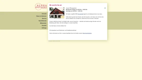 Website Screenshot: Alpha-Apotheke - Alpha Apotheke > Wir sind für Sie da! - Date: 2023-06-22 12:13:08