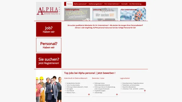 Website Screenshot: ALPHA Personal Resources - Home - Alpha Personal - Date: 2023-06-22 12:13:08