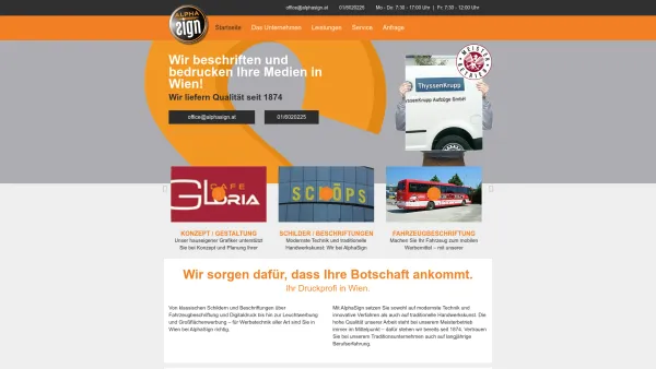Website Screenshot: Alphsign Ges.m.b.H. - AlphaSign 1100 Wien: Der Profi für Druck- und Werbetechnik - Date: 2023-06-22 15:00:05