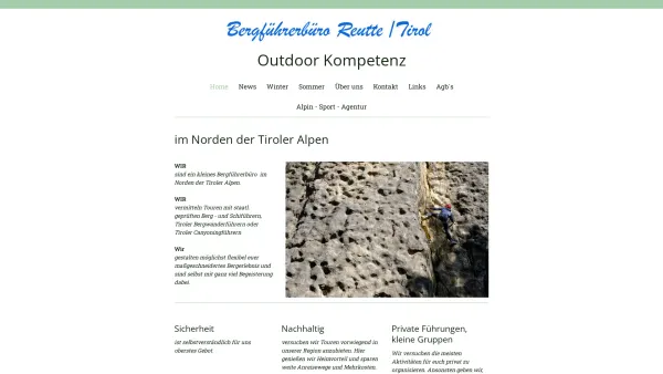 Website Screenshot: Bergführerbüro Reutte / Tirol - im Norden der Tiroler Alpen - Bergführerbüro Reutte / Tirol, Outdoorkompetenz im Norden der Tiroler Alpen - Date: 2023-06-15 16:02:34