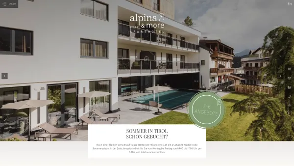 Website Screenshot: Hotel Garni Alpina - 4 Sterne Aparthotel alpina&more in Serfaus | alpina&more - Aparthotel in Serfaus, Tirol - Date: 2023-06-14 10:38:44