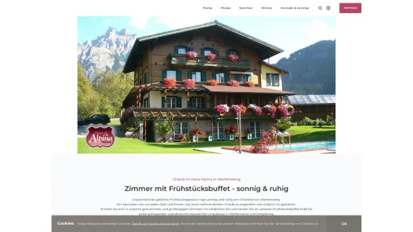 Website Screenshot: Haus Alpina Werfenweng Ihr Urlaubszuhause Salzburger Land - Urlaub in Werfenweng, Haus Alpina Werfenweng - Date: 2023-06-22 15:00:05