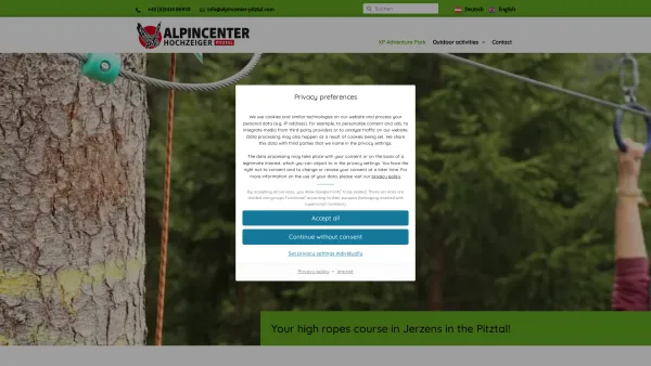 Website Screenshot: Alpin Center Hochzeiger Pitztal - XP Adventure Park - Alpincenter Pitztal High Rope Course - Date: 2023-06-22 15:00:05