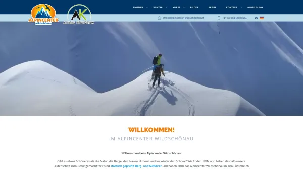 Website Screenshot: Alpincenter Wildschönau Bergführer aus Leidenschaft - Willkommen - Date: 2023-06-22 15:00:05