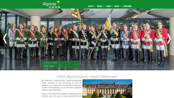 Website Screenshot: Die K.Ö.H.V. Alpinia Innsbruck ist eine katholische österreichische farbentragende nicht-schlagende Hochschulverbindung. - Start - KÖHV Alpinia Innsbruck - Date: 2023-06-22 15:00:05