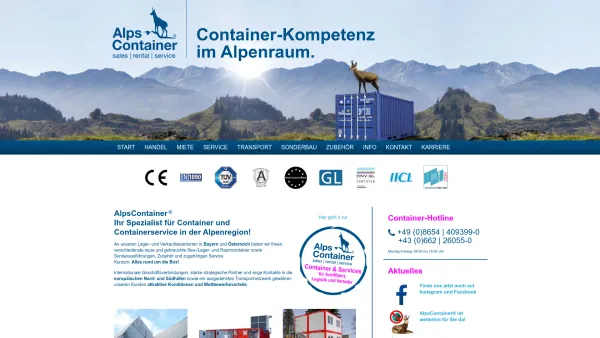Website Screenshot: AlpsContainer® - AlpsContainer ® - Ihr Spezialist für Container im Alpenraum - Date: 2023-06-22 15:00:05