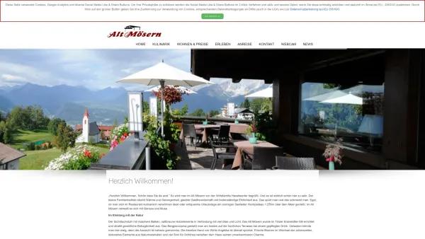 Website Screenshot: Gasthaus Alt Seefeld Möser Tirol Urlaub Ferienwohnungen Appartemen Restaurant Alt Mösern - Home - Date: 2023-06-22 15:00:05