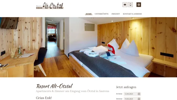 Website Screenshot: Resort Alt-Ötztal Ferienwohnungen Sautens - Resort Alt-Ötztal - Resort Alt-Ötztal - Sautens - Date: 2023-06-15 16:02:34