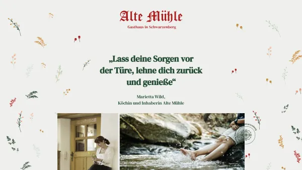 Website Screenshot: Gasthaus Alte Alte Mühle 1 - Alte Mühle – Gasthaus in Schwarzenberg - Date: 2023-06-22 15:00:05