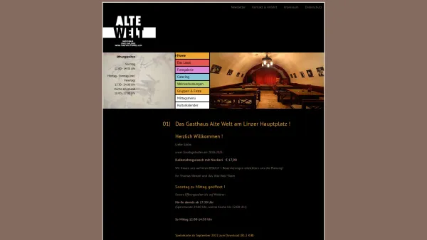 Website Screenshot: Restaurant-Cafe Alte Alte Welt main - Willkommen im Lokal - Date: 2023-06-22 12:13:08