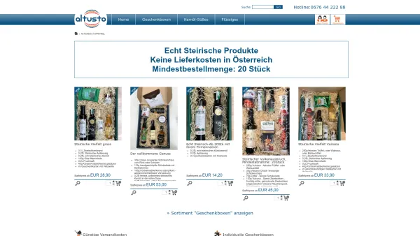 Website Screenshot: Schmankerlshop www.altusto.at , Mag. Jürgen Stock - Altusto - der Schmankerlshop im Internet | - Date: 2023-06-14 10:38:44