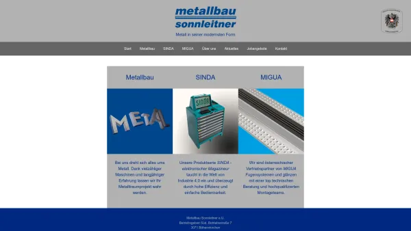 Website Screenshot: Metallbau Sonnleitner - Metallbau Sonnleitner - Metall in seiner modernsten Form - Date: 2023-06-22 12:13:08