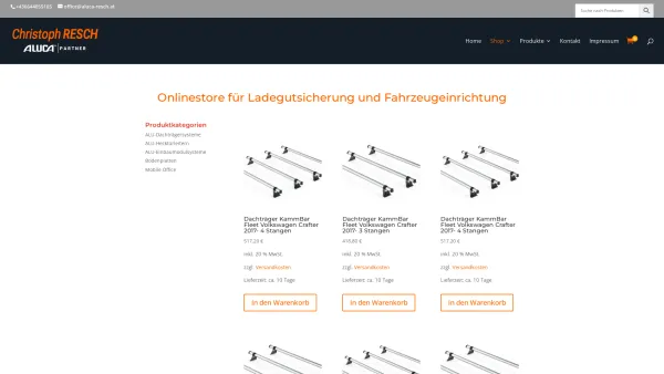 Website Screenshot: recon Laderaumschutz - Onlineshop ALUCA – Christop Resch | Onlinestore für Ladegutsicherung und Fahrzeugeinrichtung - Date: 2023-06-15 16:02:34