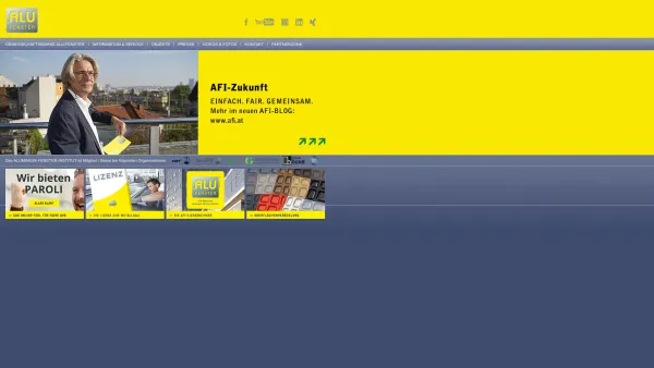 Website Screenshot: Das Aluminium-Fenster-Institut AFI) wurde 1987 gegründet und hat sich zum Ziel gesetzt die Information über qualitativ hochwertige - ALU-FENSTER - Im Zeichen der Qualität - Aluminium Fenster Institut - Startseite - Date: 2023-06-22 12:13:08