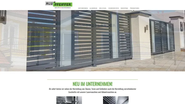 Website Screenshot: Alu Pfeiffer GmbH - Alu Pfeiffer vom Aluzaun bis zum Carport - Metallbau - Date: 2023-06-14 10:46:38