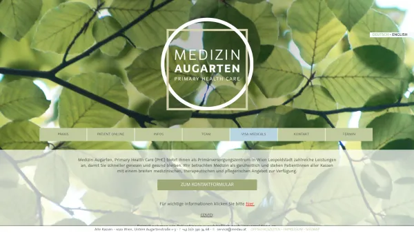 Website Screenshot: Ambulatorium Augarten Ordination Dr. Molnár - Medizin Augarten - Primärversorgungszentrum Wien - Dr. Molnar Gruppenpraxis - Arzt 1020 - Date: 2023-06-22 15:02:29