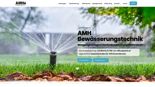 Website Screenshot: AMH Bewässerungstechnik - AMH Bewässerungstechnik Beregnungsanlagen Mähroboter Onlineshop - Date: 2023-06-15 16:02:34