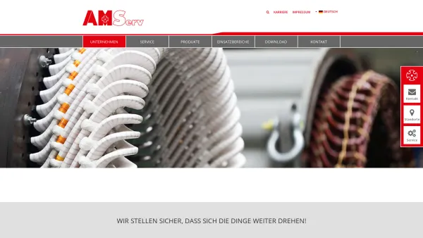 Website Screenshot: MCE AMSERV - AMServ: Service & Reparatur von Elektromotoren und Generatoren - Date: 2023-06-14 10:38:44