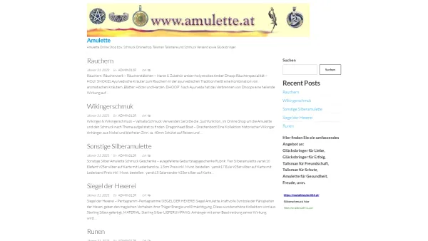 Website Screenshot: Amulette Talismane - Amulette – Amulette Online Shop bzw. Schmuck Onlineshop. Talisman Talismane und Schmuck Versand sowie Glücksbringer - Date: 2023-06-15 16:02:34