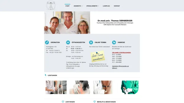Website Screenshot: Dr. Thomas Dirnberger Facharzt fuer Orthopaedie u. orthop. Chirurgie - Dr.med.univ. Thomas Dirnberger - Home - Date: 2023-06-14 10:38:44