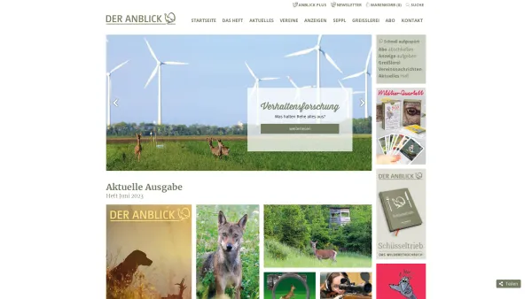 Website Screenshot: DER ANBLICK Zeitschrift für Jagd und Natur den Alpen - Der Anblick - Zeitschrift für Jagd und Natur in den Alpen - Date: 2023-06-15 16:02:34