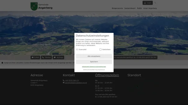 Website Screenshot: Gemeindeamt Marktplatz Angerberg immer mittendrin! - Angerberg - Startseite - Date: 2023-06-22 12:13:09