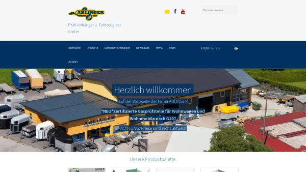 Website Screenshot: Ablinger PKW-Anhänger u. Fahrzeugbau GMBH - Herzlich willkommen - Anhaenger-Ablinger - Date: 2023-06-22 12:13:09