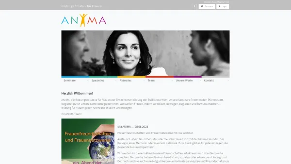 Website Screenshot: ANIMA Bildungsinitiative für Frauen der Erwachsenenbildung der Erzdiözese Wien - Home / ANIMA - Date: 2023-06-22 12:13:09