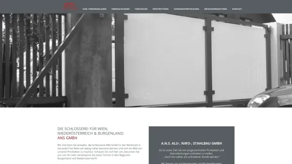 Website Screenshot: A.N.S. Alu Niro Stahlbau GmbH - Schlosserei für Wien, Burgenland und Niederösterreich - Date: 2023-06-22 15:00:05