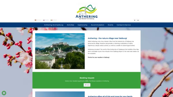 Website Screenshot: Tourismusverband Tourismus Anthering bei Salzburg Hotel und Unterkunft am Tor zur Mozartstadt - Anthering, your holiday paradies in Salzburg, Austria - Date: 2023-06-23 11:56:24