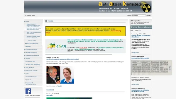 Website Screenshot: Österreichisch-Tschechisches Anti Atom Komitee - Anti Atom Komitee - Home - Date: 2023-06-22 15:00:05