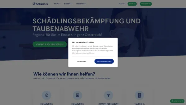 Website Screenshot: Anticimex GmbH - Anticimex Schädlingsbekämpfung und Taubenabwehr - Anticimex - Date: 2023-06-22 15:00:05