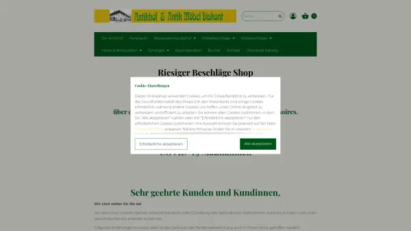 Website Screenshot: Antikhof Antikmoebel Diskont
Florian Großteßner - Möbel & Beschläge Antikhof & Antik Möbel Diskont, www.antikhof.com - Date: 2023-06-22 15:00:05