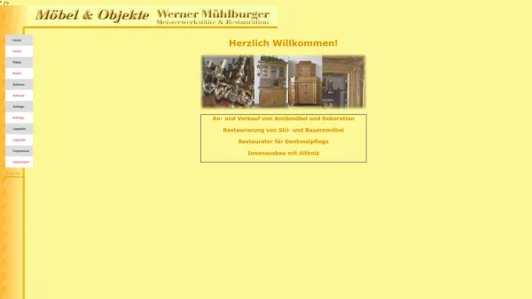 Website Screenshot: Möbel & Objekte Mühlburger Werner - Antikmöbel und Restauration Mühlburger - Lienz - Osttirol - Date: 2023-06-15 16:02:34