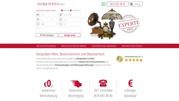 Website Screenshot: Antiquitaeten.Wien - Antiquitäten Wien, Niederösterreich, OÖ, Verlassenschaften Ankauf - Date: 2023-06-22 15:00:05
