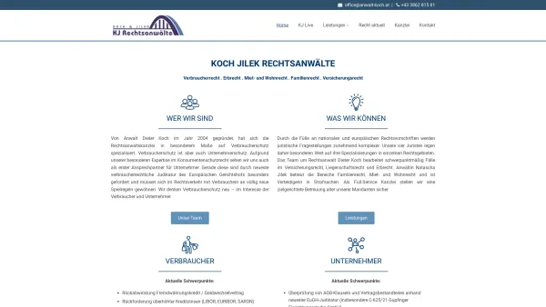 Website Screenshot: Rechtsanwalt Koch Jilek Rechtsanwälte Partnerschaft - Koch Jilek Rechtsanwälte | Mag. Dieter Koch und Mag. Natascha Jilek - Date: 2023-06-22 15:00:05
