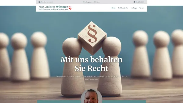 Website Screenshot: Mag. Andreas Wimmer Rechtsanwalt Hallein - Rechtsanwalt Hallein, Salzburg - Mag. Andreas Wimmer - Date: 2023-06-22 15:00:05