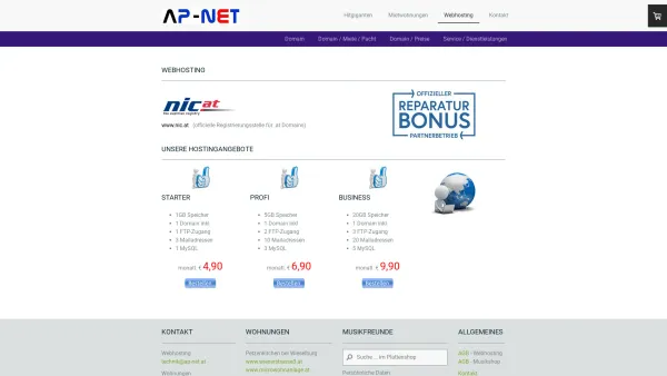 Website Screenshot: AP-hosting - Webhosting - AP-NET - Date: 2023-06-22 12:13:09