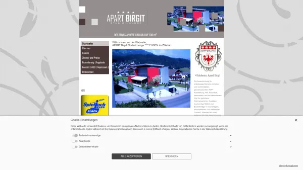 Website Screenshot: APART-Birgit Studio Lounge Fügen im Zillertal TIROL - APART Birgit Studio- Lounge**** - Startseite - Date: 2023-06-22 12:13:09