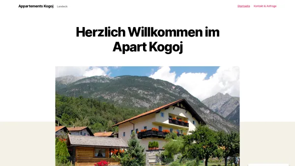 Website Screenshot: Autoverleih Franz Landeck Appartements Ferienwohnungen Tirol Tirolwest Apart Kogoj - Appartements Kogoj – Landeck - Date: 2023-06-22 12:13:09