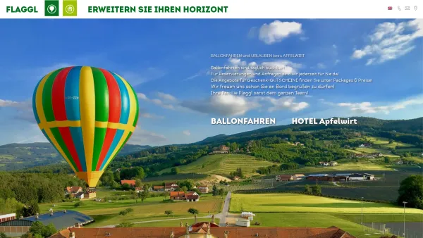 Website Screenshot: Flaggl Ballooning GesmbH Co Ballonfahren Ballonfahrt Österreich und Steiermark buchen - Apfelwirt Ballonfahrten Stubenbergsee - Heben Sie mit uns ab! - Date: 2023-06-14 10:38:47