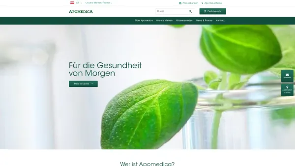 Website Screenshot: Apomedica - Apomedica - Pharmaunternehmen aus Österreich. Die Heilkraft der Natur. - Date: 2023-06-22 12:13:09