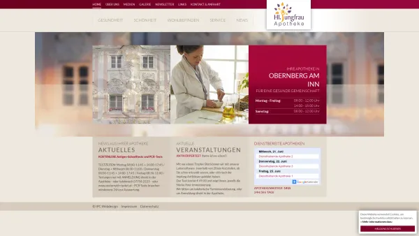 Website Screenshot: Apotheke zur Hl. Jungfrau Obernberg OÖ) - Apotheke zur Heiligen Jungfrau - Obernberg am Inn - Date: 2023-06-22 12:13:09