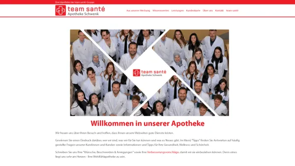 Website Screenshot: Apotheke Schwenk - Herzlich willkommen in unsere team santé Apotheke - Date: 2023-06-15 16:02:34