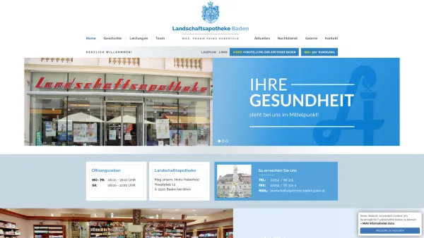 Website Screenshot: Mag.pharm. Heinz Landschafts-Apotheke Baden bei Wien - Landschaftsapotheke Baden bei Wien - Date: 2023-06-22 15:06:15