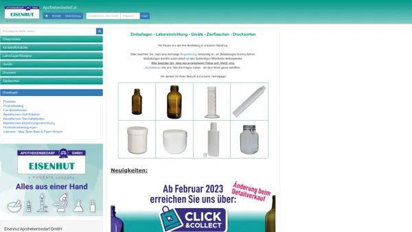 Website Screenshot: Apothekenbedarf Eisenhut & Jarolim nunmehr Fritsch & Jacobi - Apothekenbedarf.at - Date: 2023-06-14 10:37:24