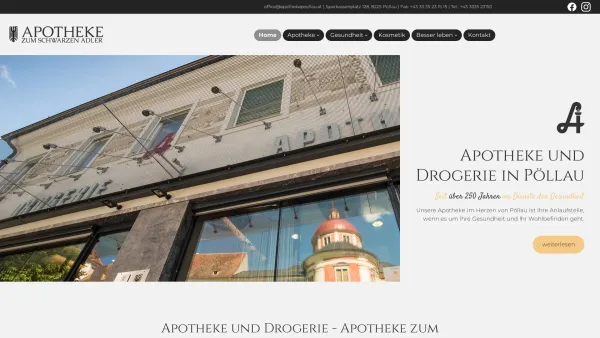 Website Screenshot: Apotheke zum Schwarzen Adler - Apotheke Pöllau - Apotheke zum schwarzen Adler - Date: 2023-06-22 15:06:15