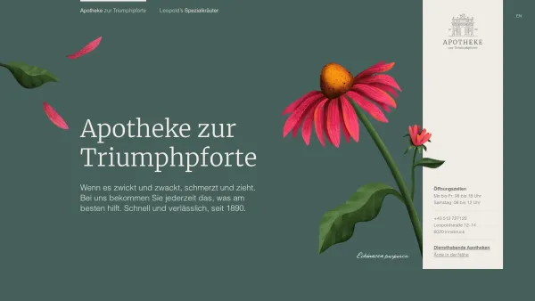 Website Screenshot: * Kögl Apotheke zur Triumphpforte Innsbruck Startseite - Apotheke zur Triumphpforte, Leopoldstraße Innsbruck/Wilten - Date: 2023-06-15 16:02:34